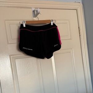 ASICS Black and Hot Pink Athletic Running Shorts